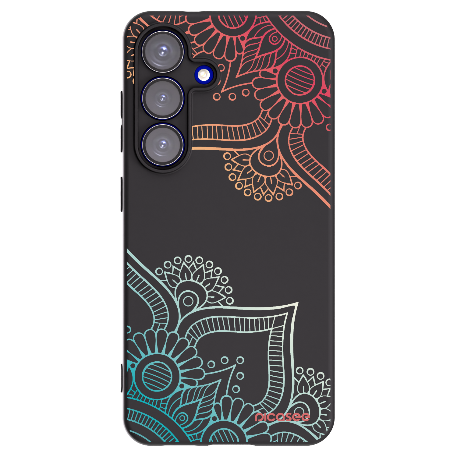 Picasee Μαύρη θήκη σιλικόνης για Samsung Galaxy S25 5G - Flowers pattern