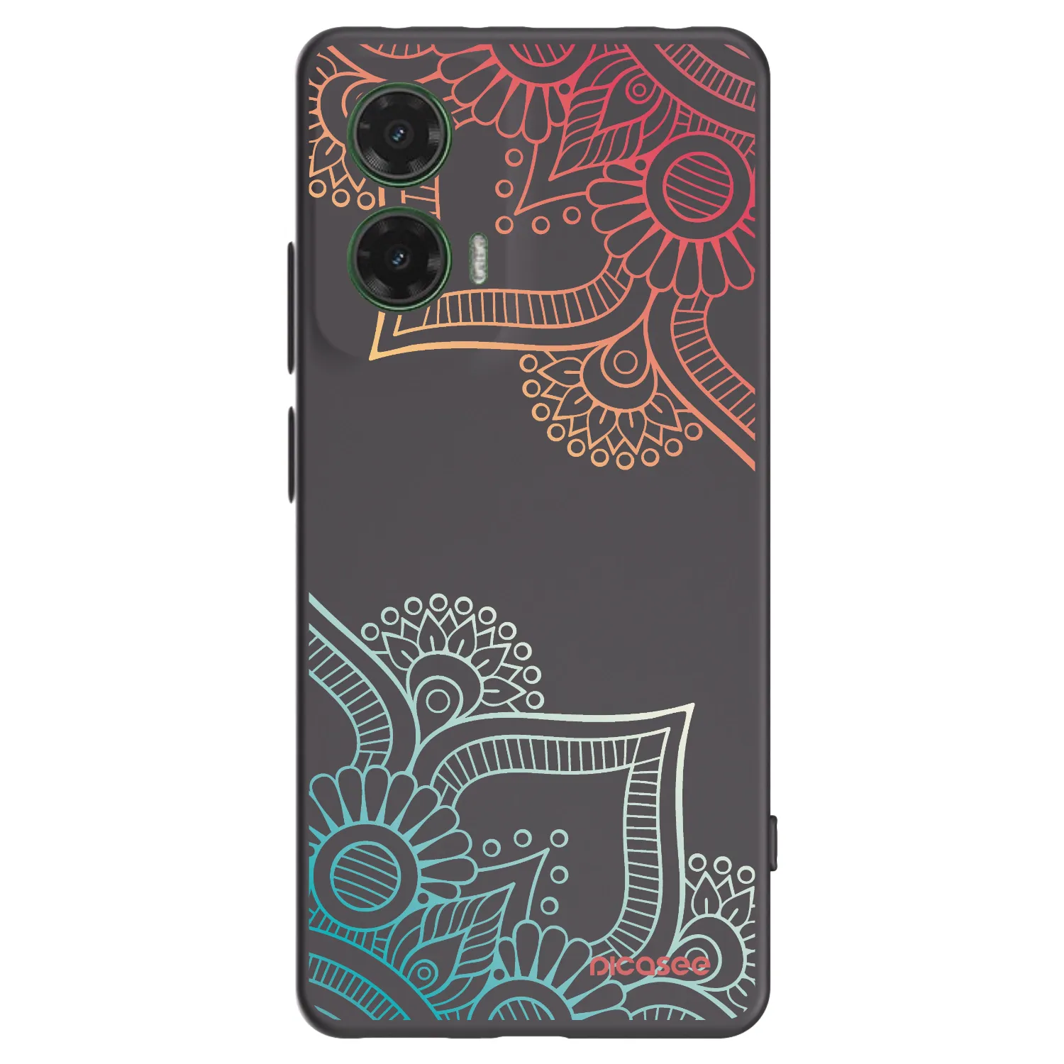 Picasee Μαύρη θήκη σιλικόνης για Motorola Moto G35 5G - Flowers pattern