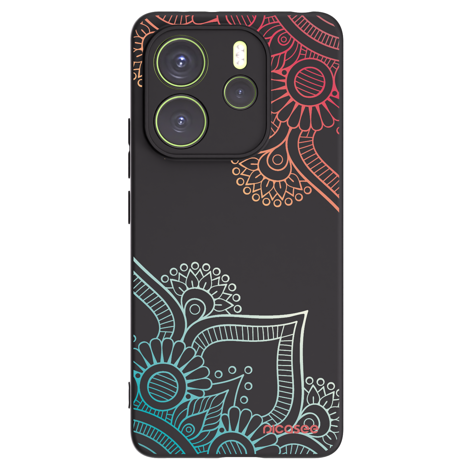 Picasee Μαύρη θήκη σιλικόνης για Xiaomi Redmi Note 14 4G - Flowers pattern