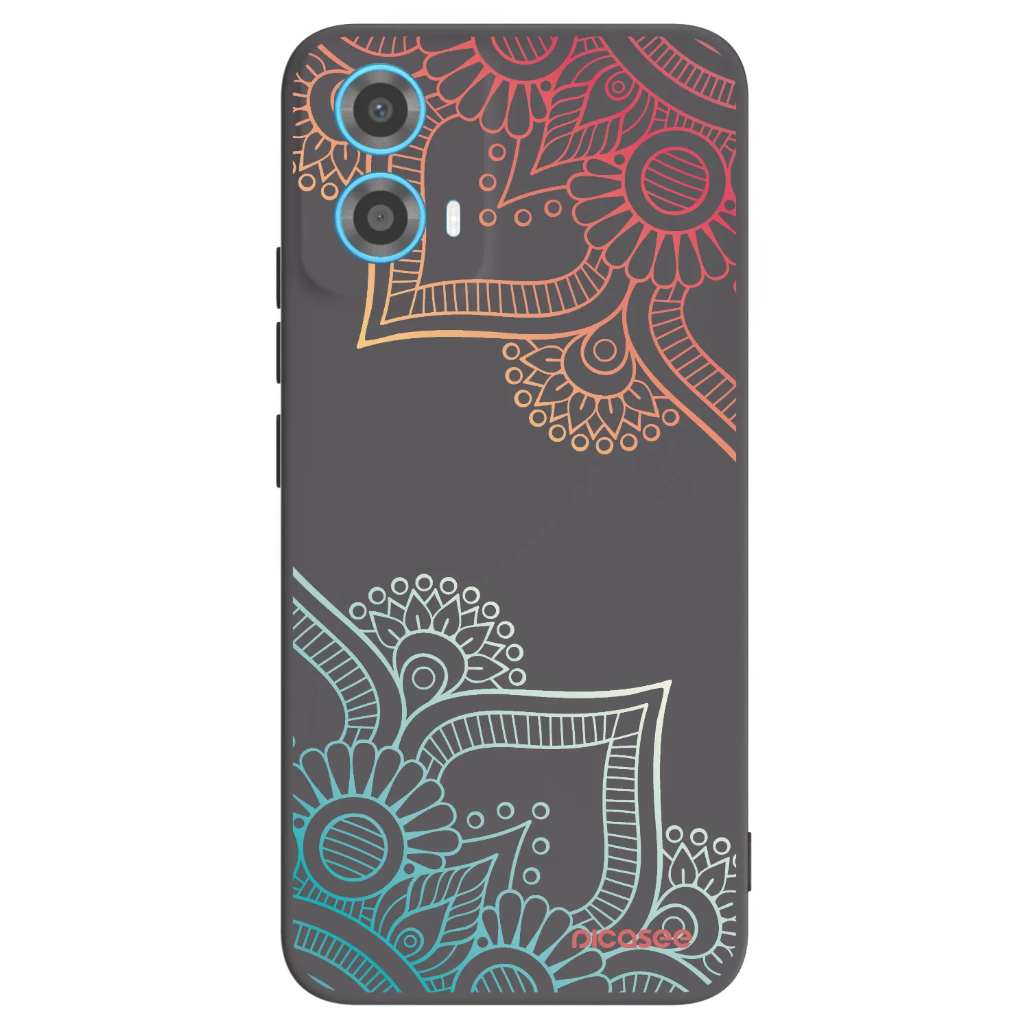 Picasee Μαύρη θήκη σιλικόνης για Motorola Moto G34 5G - Flowers pattern