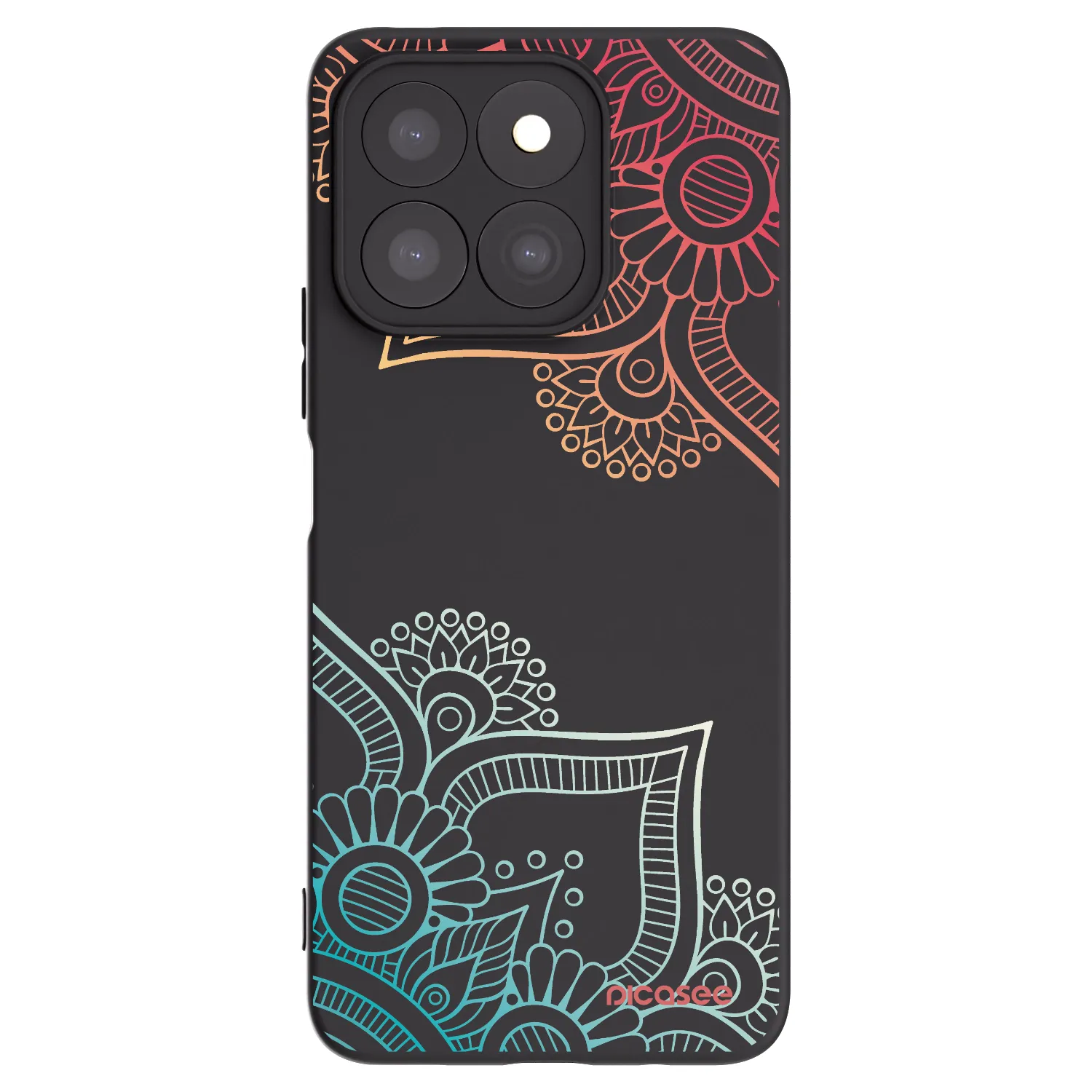 Picasee Μαύρη θήκη σιλικόνης για Honor X8c - Flowers pattern