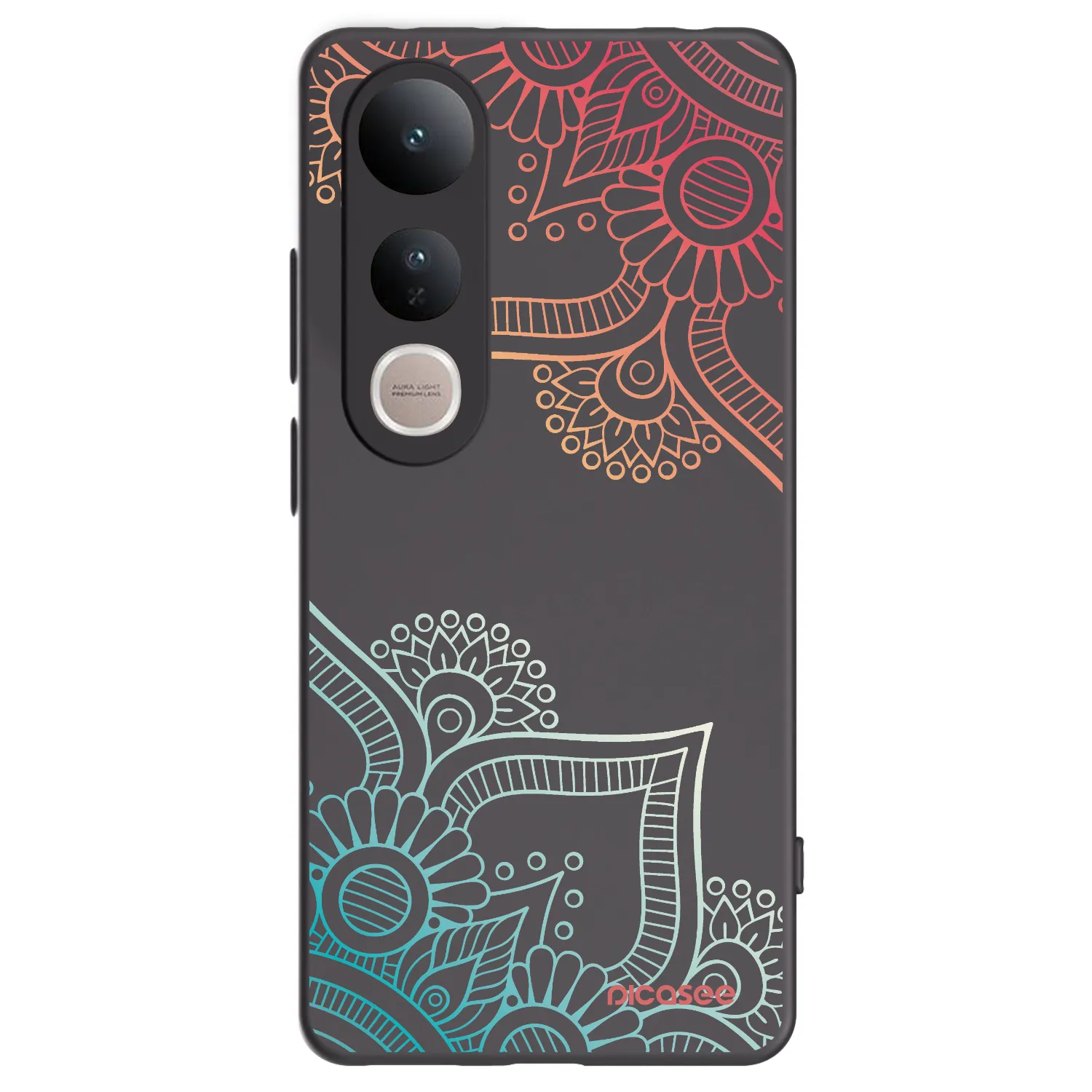 Picasee Μαύρη θήκη σιλικόνης για Vivo V50 Lite 5G - Flowers pattern