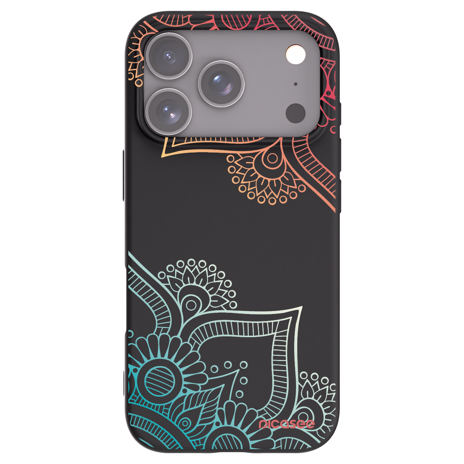 Picasee Μαύρη θήκη σιλικόνης για Apple iPhone 17 Pro - Flowers pattern