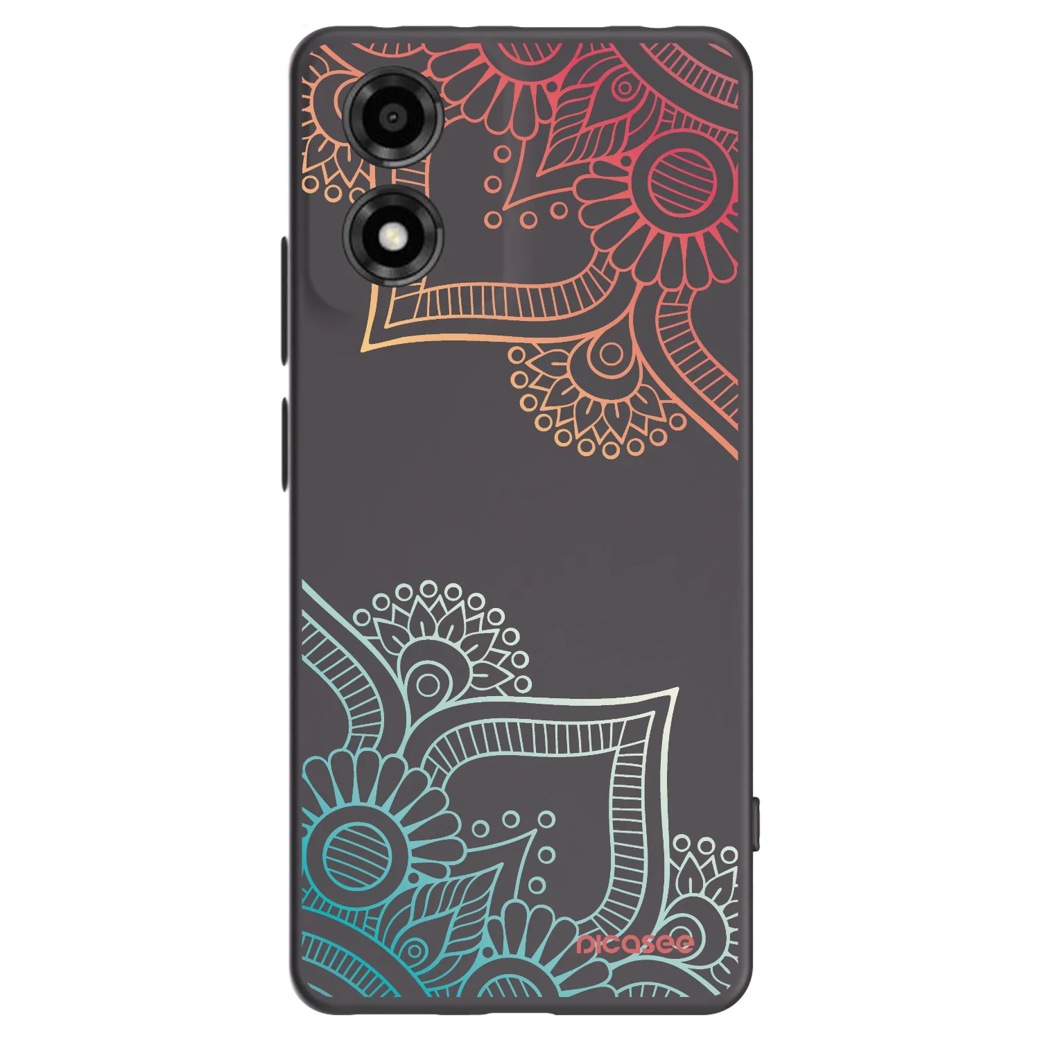 Picasee Μαύρη θήκη σιλικόνης για Motorola Moto E14 - Flowers pattern