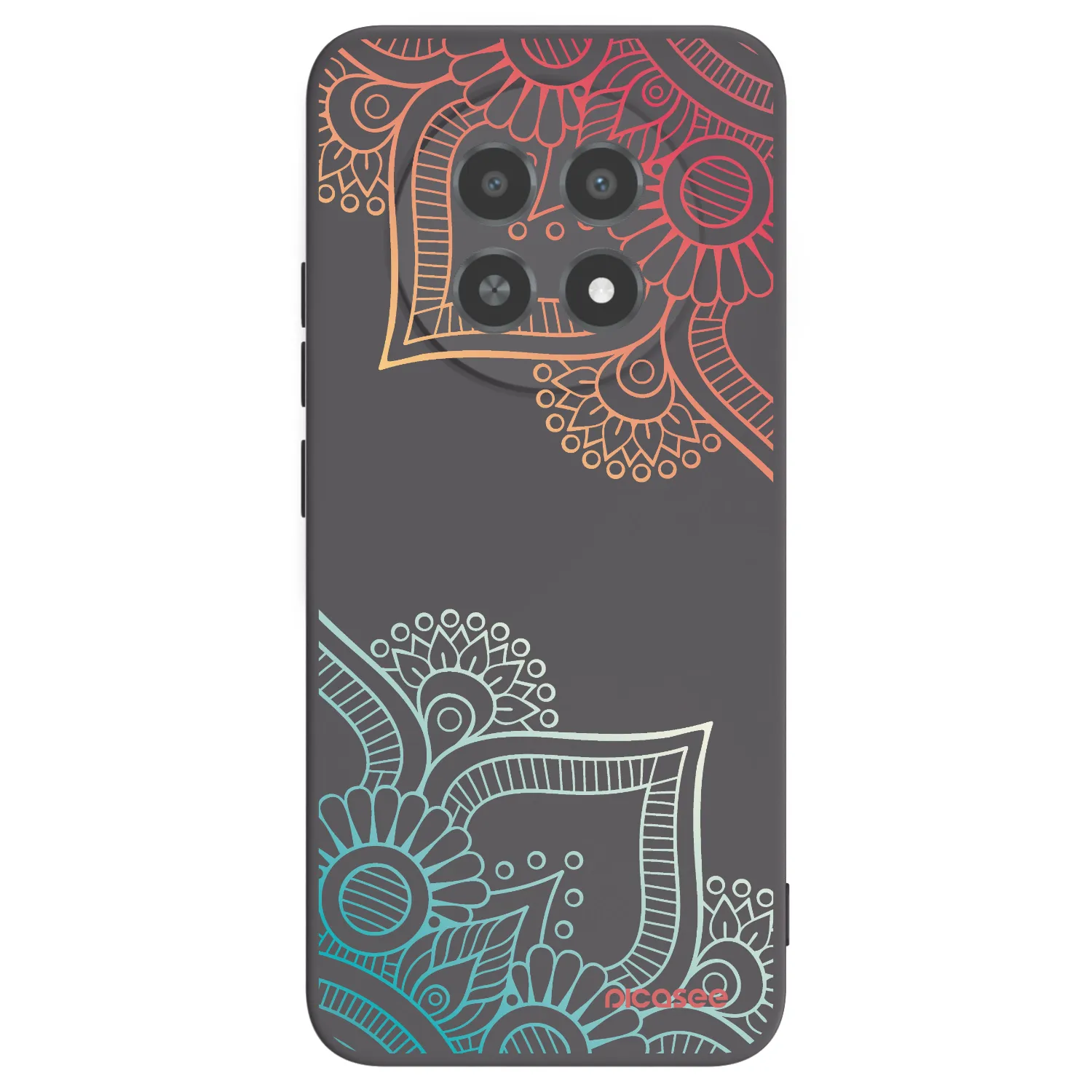 Picasee Μαύρη θήκη σιλικόνης για Realme 12X - Flowers pattern