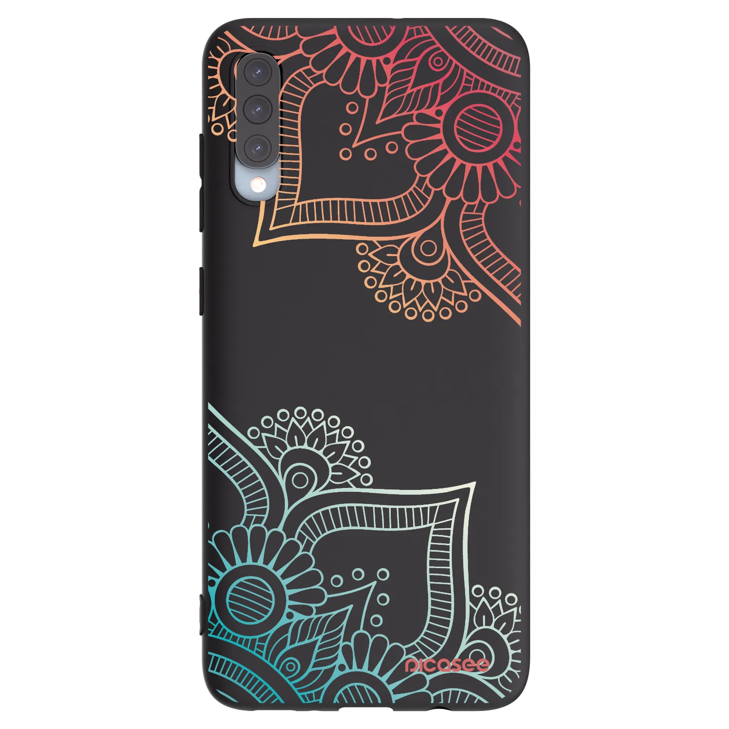 Picasee Μαύρη θήκη σιλικόνης για Samsung Galaxy A70 A705F - Flowers pattern