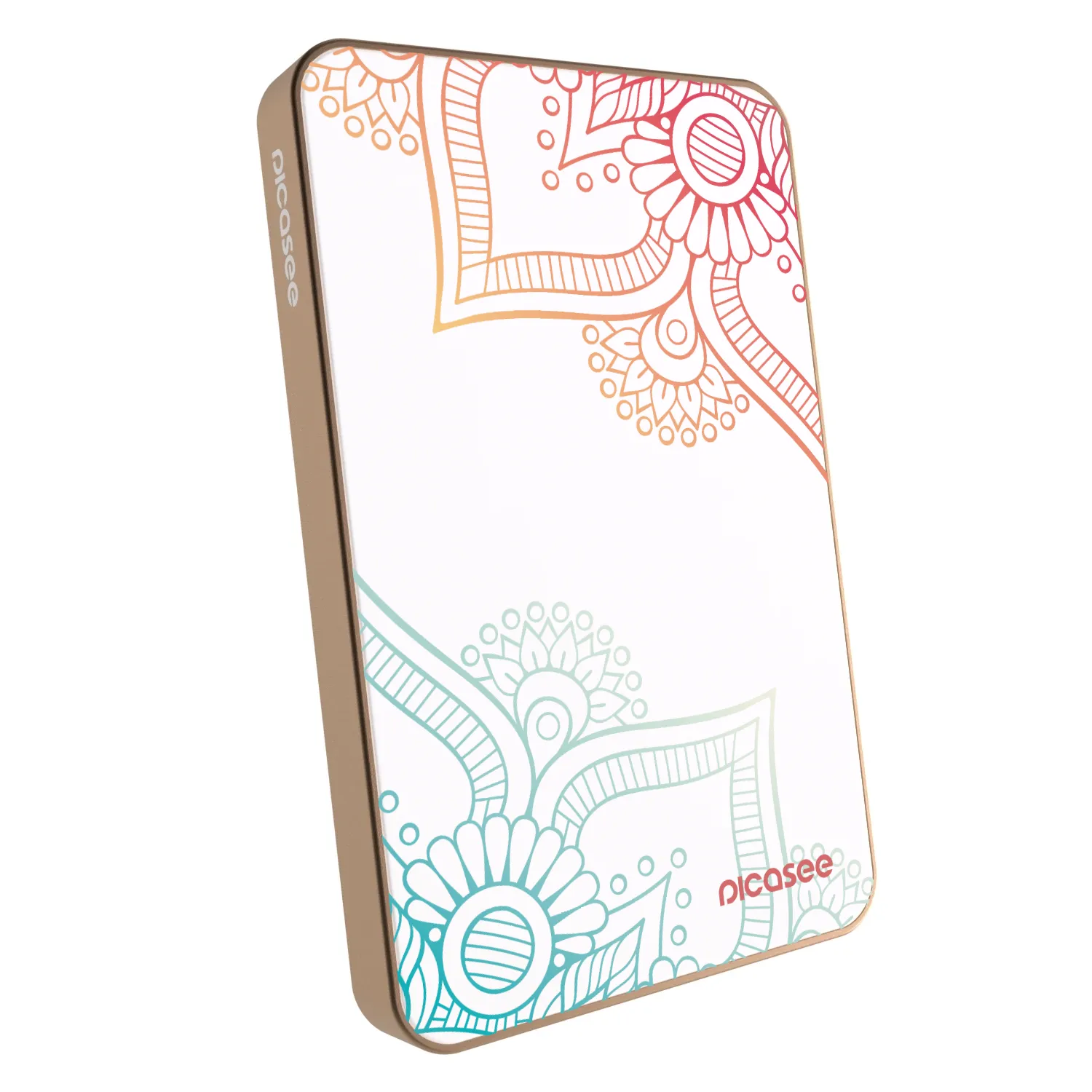 Picasee Powerbank με MagSafe 5 000 mAh Χρυσαφένιος - Flowers pattern