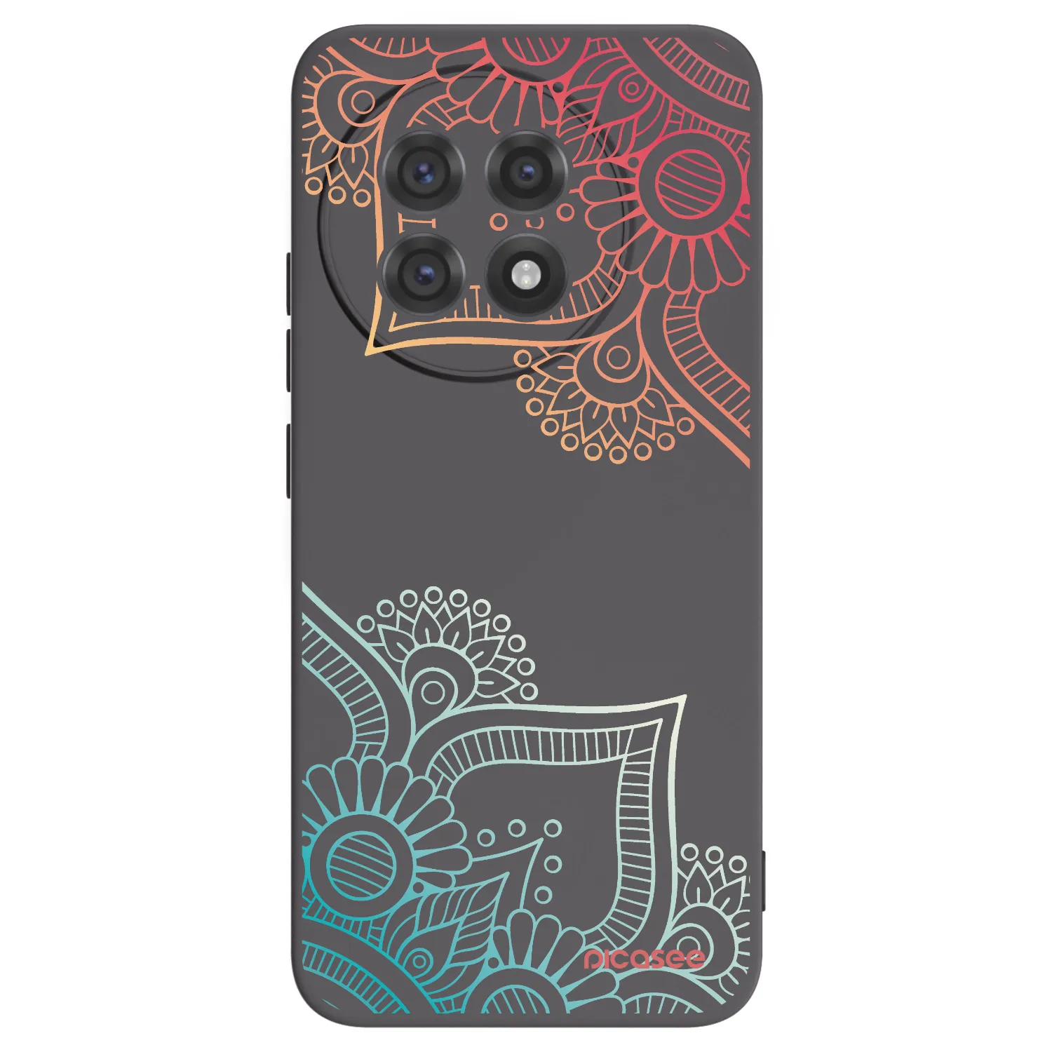 Picasee Μαύρη θήκη σιλικόνης για OnePlus 13R 5G - Flowers pattern