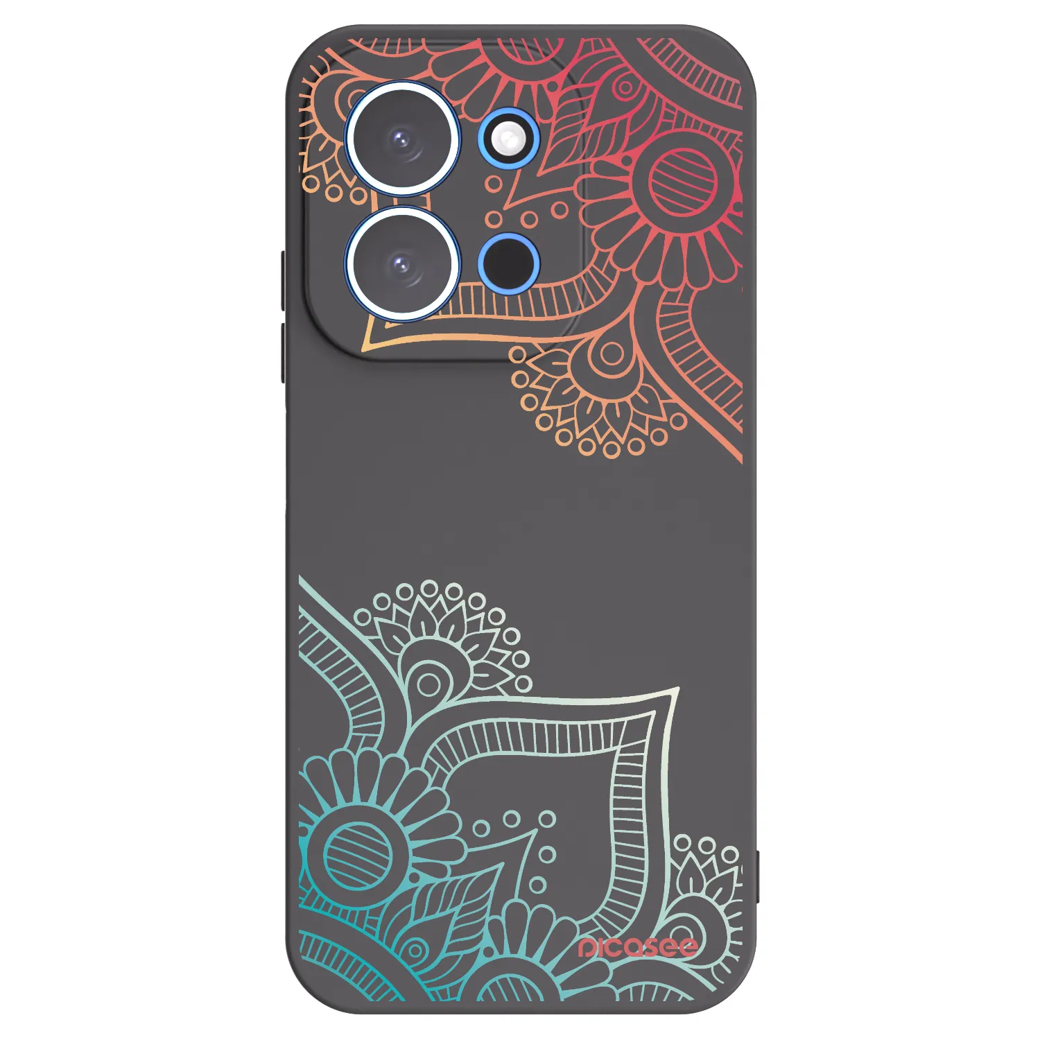 Picasee Μαύρη θήκη σιλικόνης για Xiaomi Redmi 15C 4G - Flowers pattern
