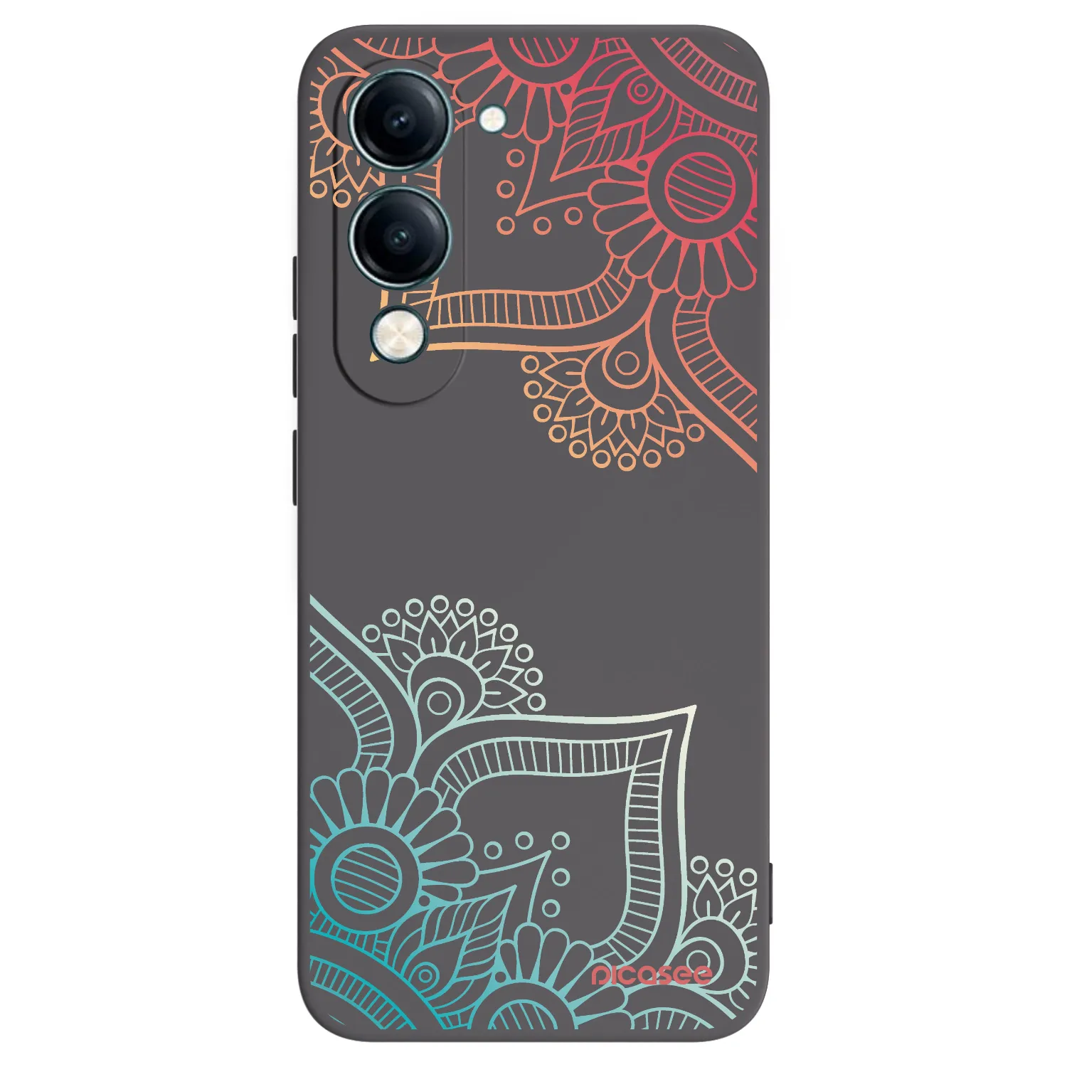 Picasee Μαύρη θήκη σιλικόνης για Vivo Y29s 5G - Flowers pattern