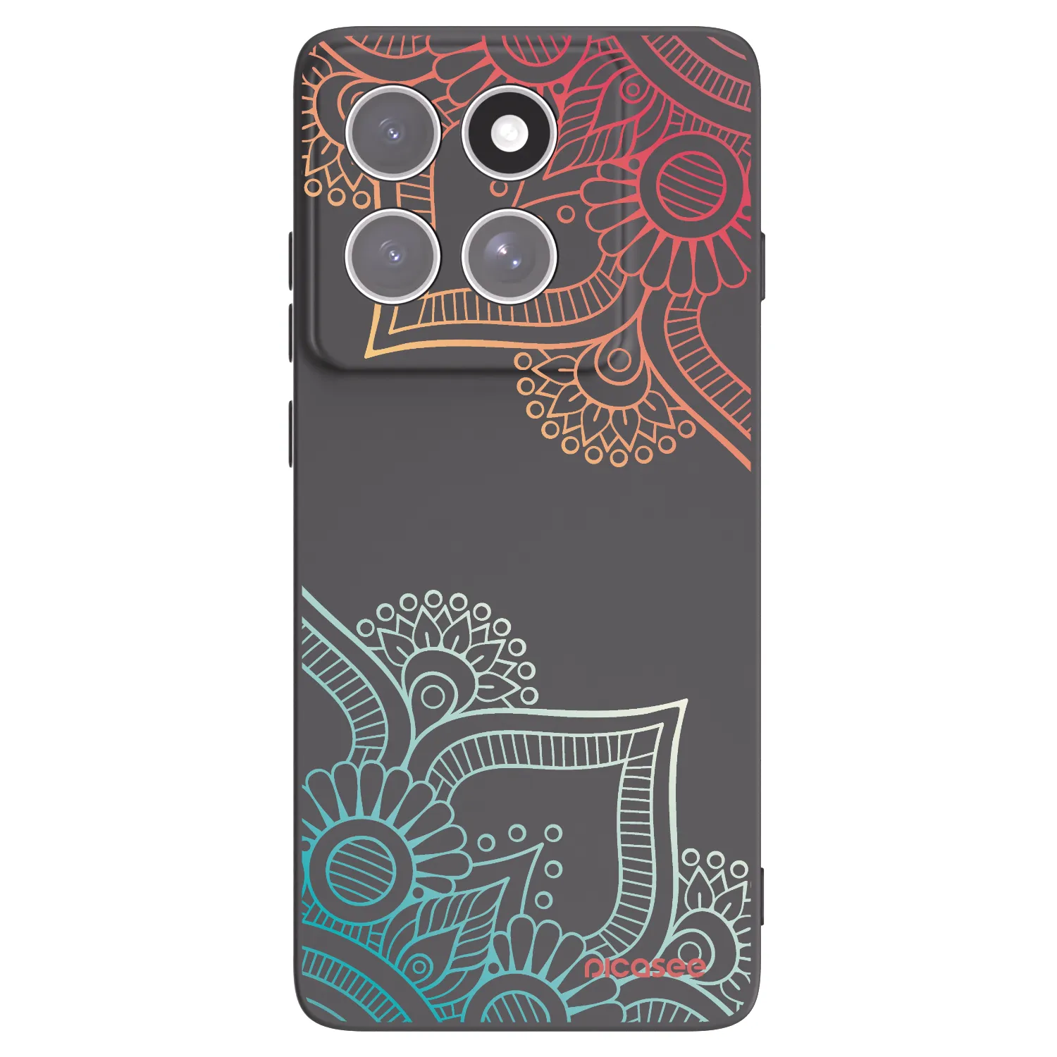 Picasee Μαύρη θήκη σιλικόνης για Motorola Edge 60 Fusion - Flowers pattern
