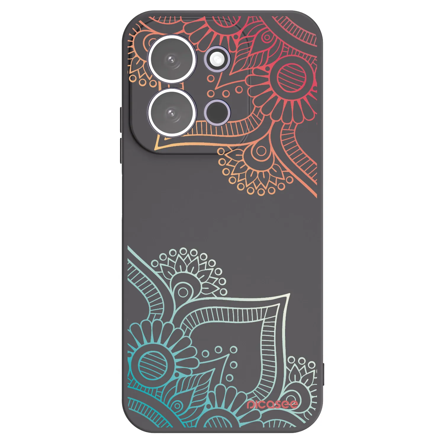 Picasee Μαύρη θήκη σιλικόνης για Xiaomi Redmi 15C 5G - Flowers pattern