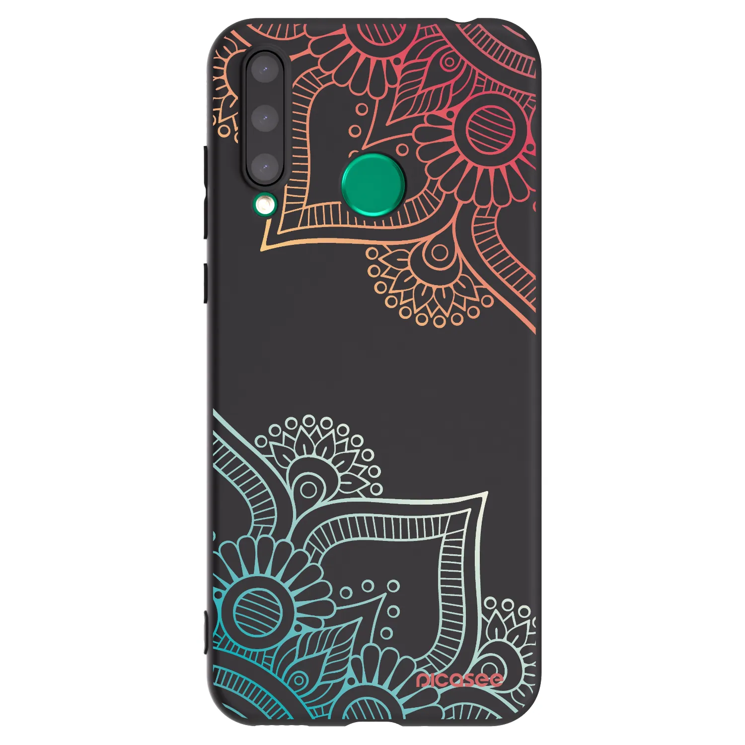 Picasee Μαύρη θήκη σιλικόνης για Honor 20 Lite - Flowers pattern