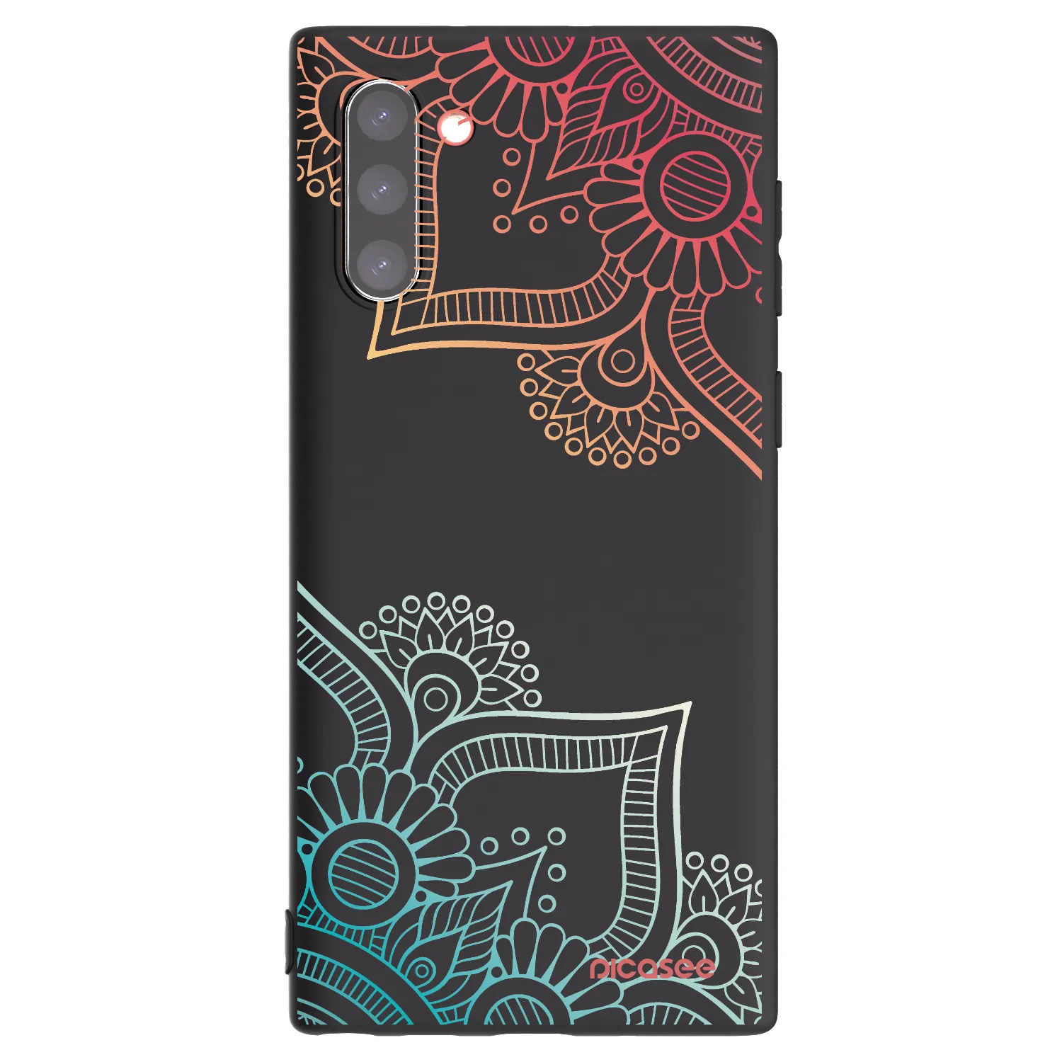 Picasee Μαύρη θήκη σιλικόνης για Samsung Galaxy Note 10 N970F - Flowers pattern