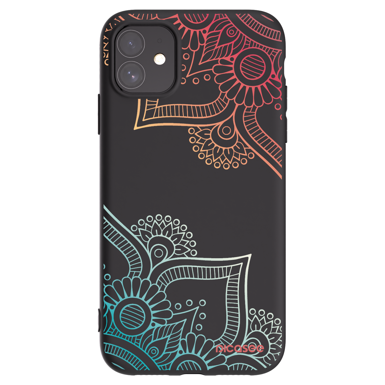 Picasee Μαύρη θήκη σιλικόνης για Apple iPhone 11 - Flowers pattern