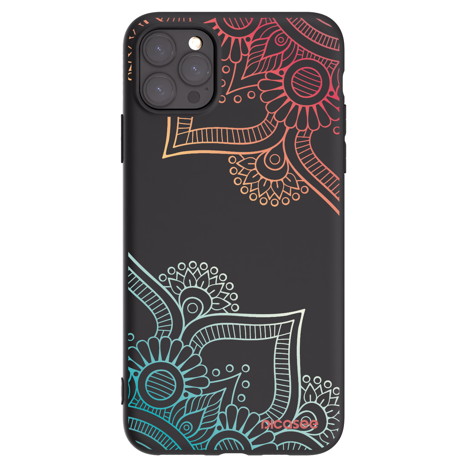 Picasee Μαύρη θήκη σιλικόνης για Apple iPhone 11 Pro Max - Flowers pattern