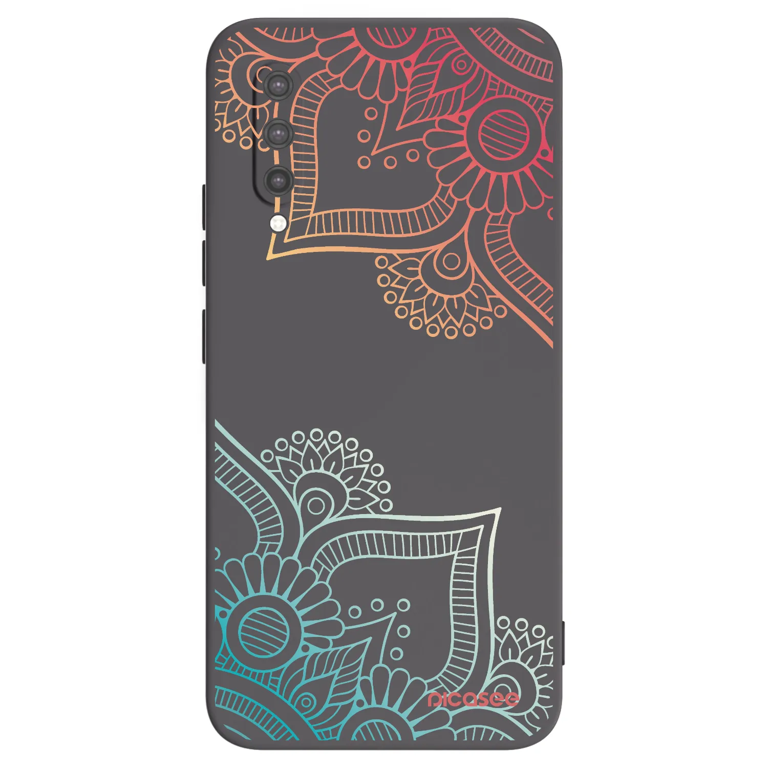 Picasee Μαύρη θήκη σιλικόνης για Xiaomi Mi 9 Lite - Flowers pattern