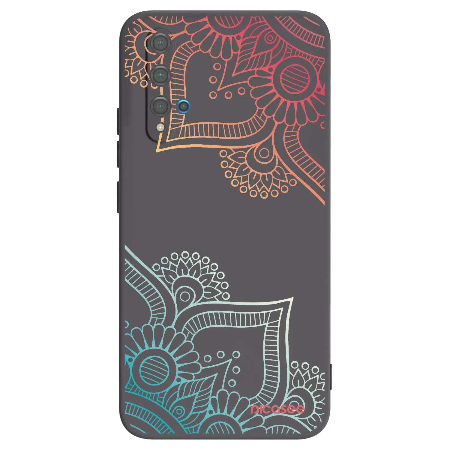 Picasee Μαύρη θήκη σιλικόνης για Huawei Nova 5T - Flowers pattern