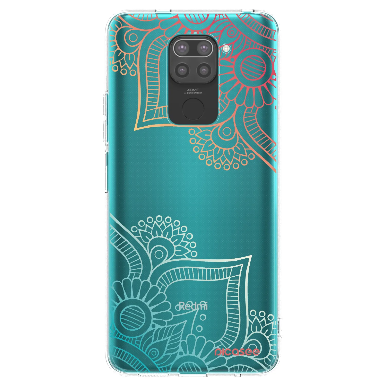 Picasee Μαύρη θήκη σιλικόνης για Xiaomi Redmi Note 9 - Flowers pattern