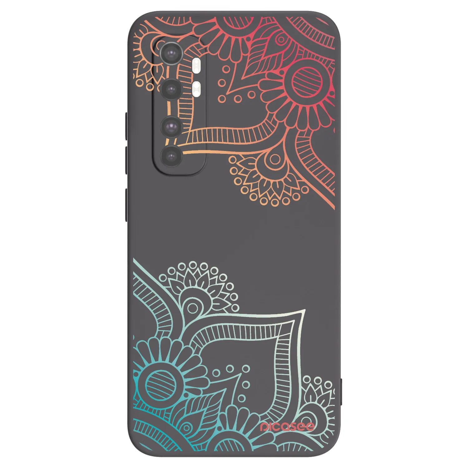 Picasee Μαύρη θήκη σιλικόνης για Xiaomi Mi Note 10 Lite - Flowers pattern