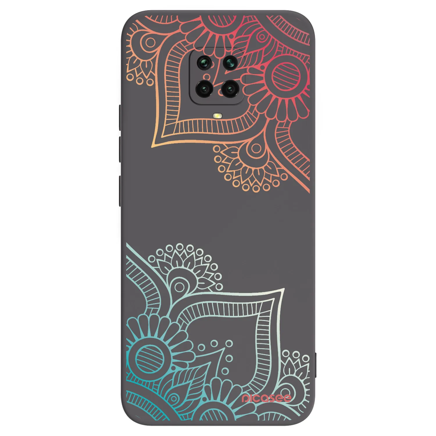 Picasee Μαύρη θήκη σιλικόνης για Xiaomi Redmi Note 9S - Flowers pattern