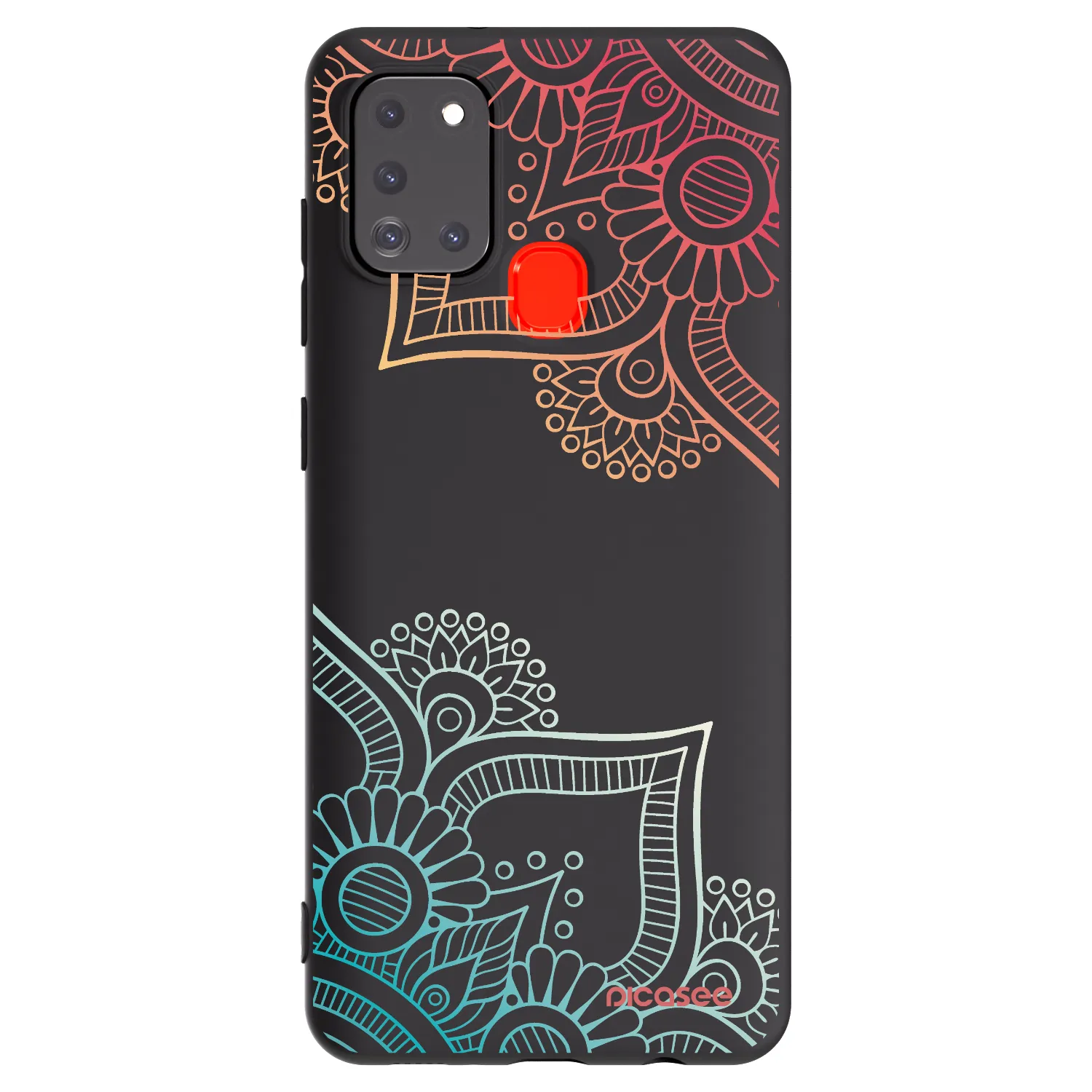 Picasee Μαύρη θήκη σιλικόνης για Samsung Galaxy A21s - Flowers pattern