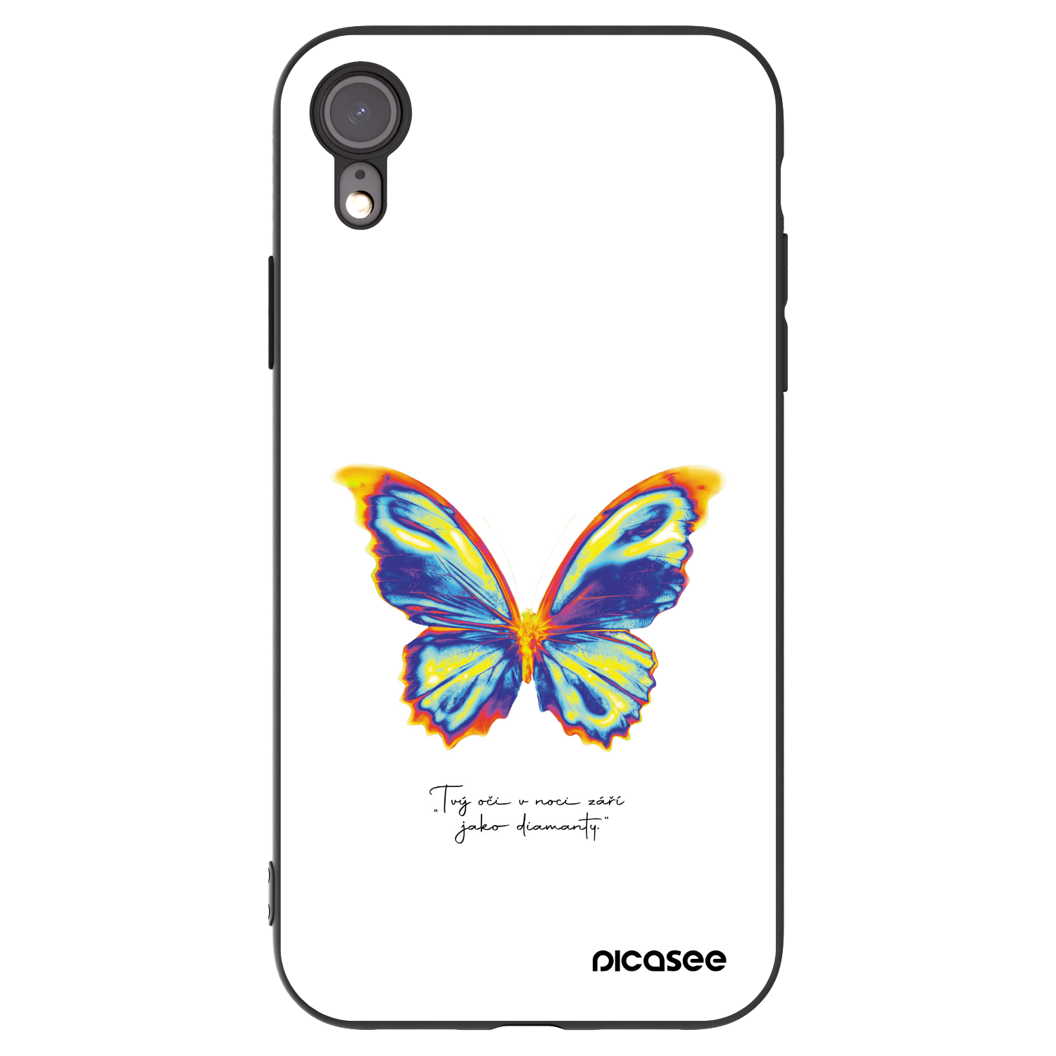 Picasee Μαύρη θήκη σιλικόνης για Apple iPhone XR - Diamanty White