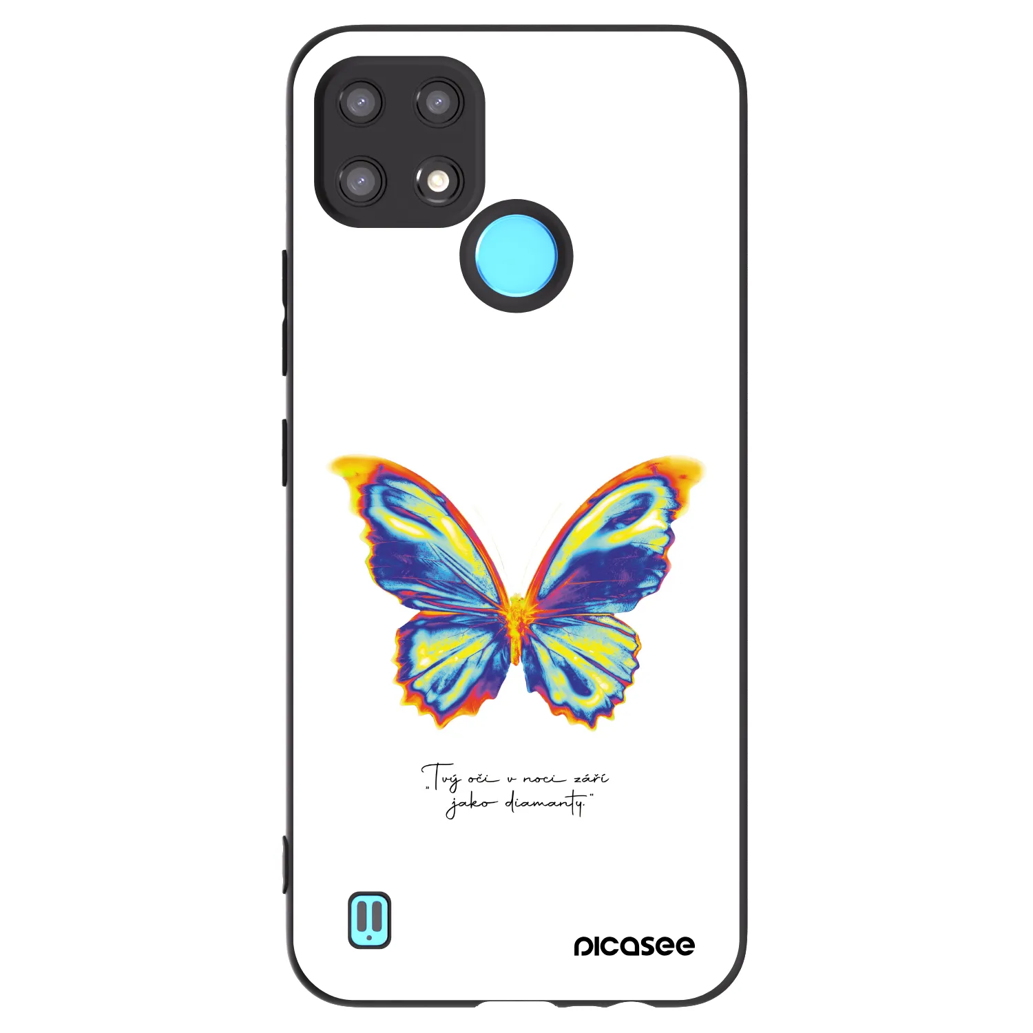 Picasee Μαύρη θήκη σιλικόνης για Realme C21 - Diamanty White