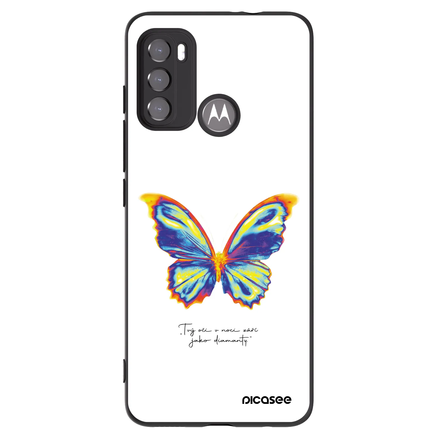 Picasee Μαύρη θήκη σιλικόνης για Motorola Moto G60 - Diamanty White
