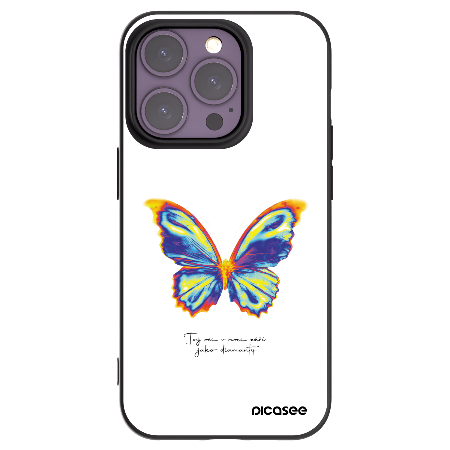 Picasee Μαύρη θήκη σιλικόνης για Apple iPhone 14 Pro - Diamanty White