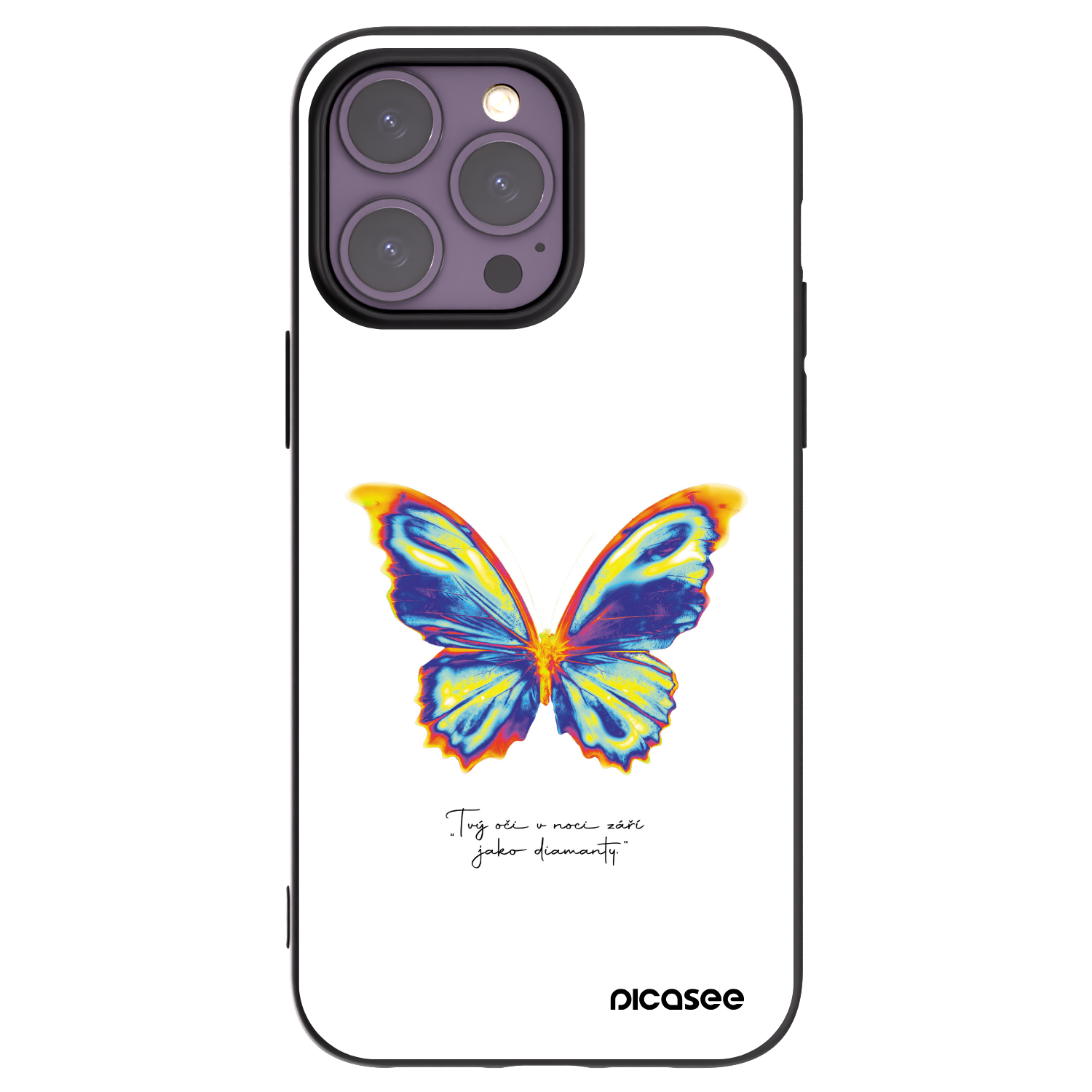 Picasee Μαύρη θήκη σιλικόνης για Apple iPhone 14 Pro Max - Diamanty White