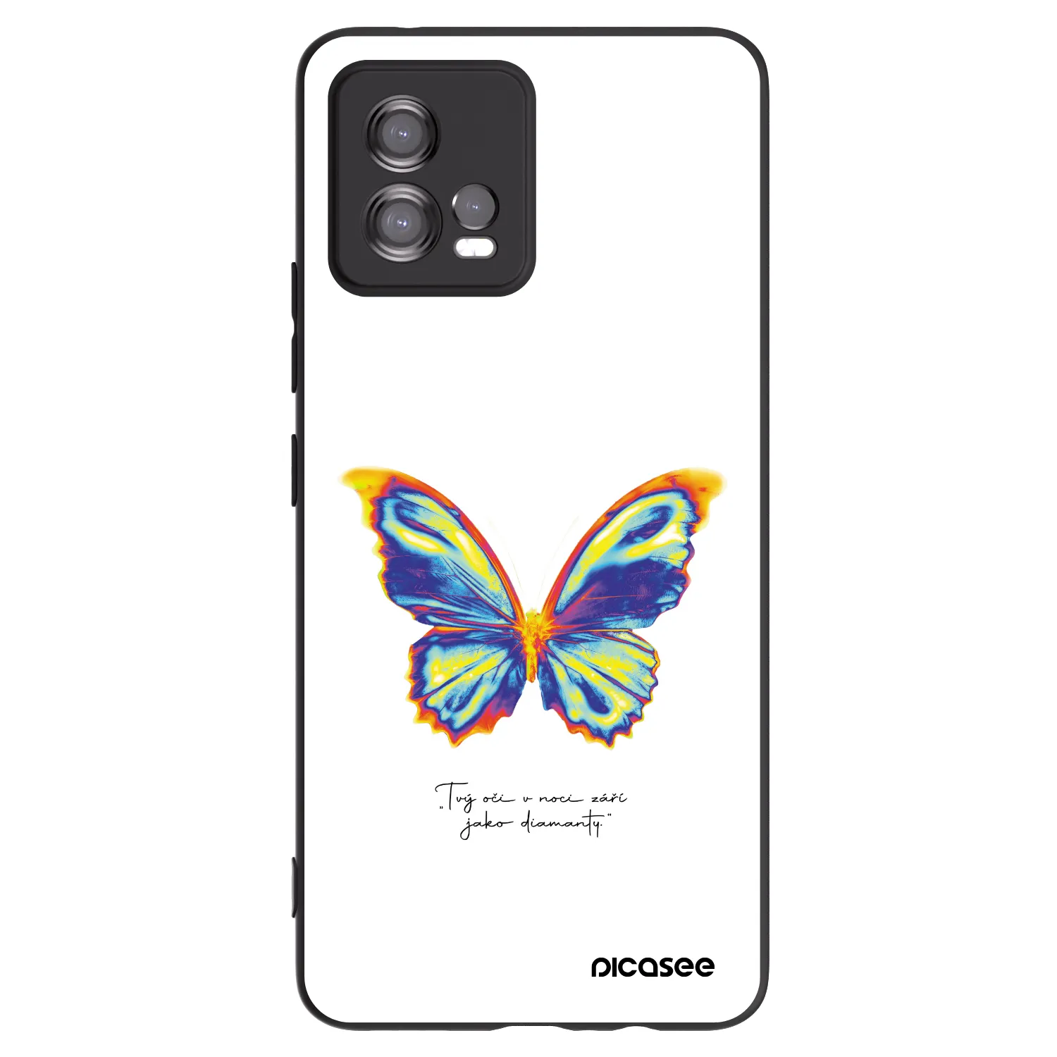 Picasee Μαύρη θήκη σιλικόνης για Motorola Moto G72 - Diamanty White