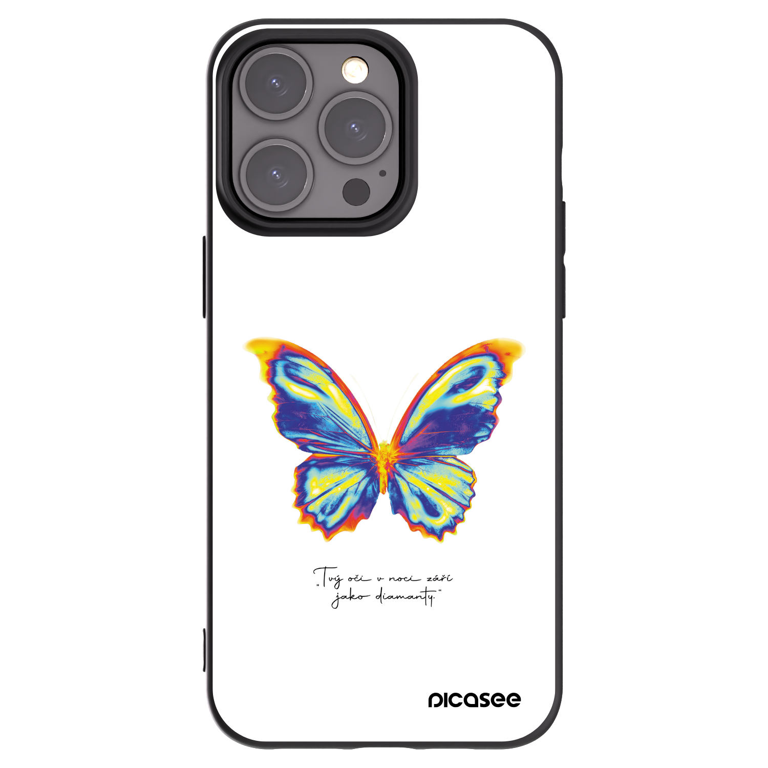 Picasee Μαύρη θήκη σιλικόνης για Apple iPhone 15 Pro Max - Diamanty White