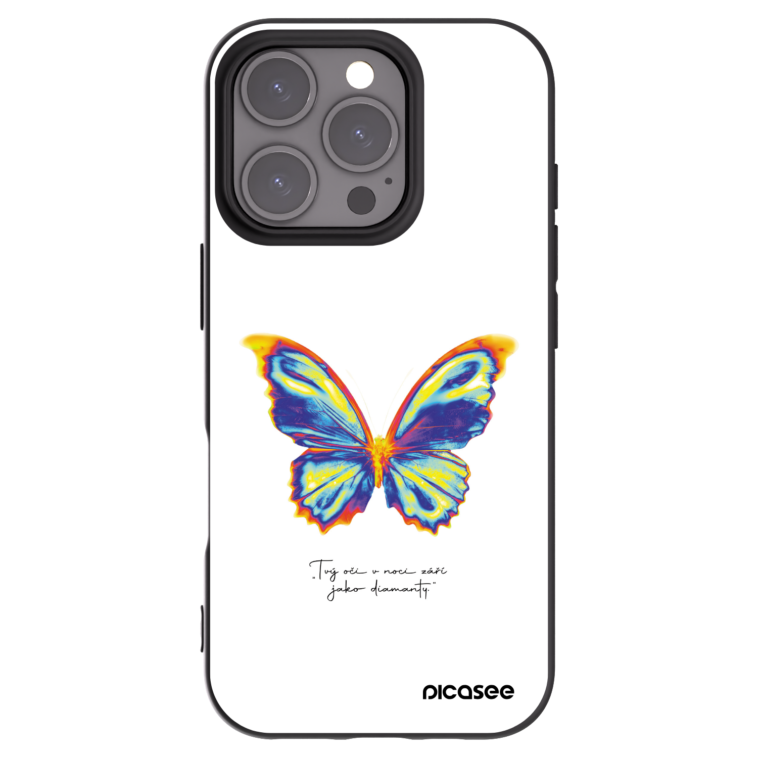 Picasee Μαύρη θήκη σιλικόνης για Apple iPhone 16 Pro - Diamanty White