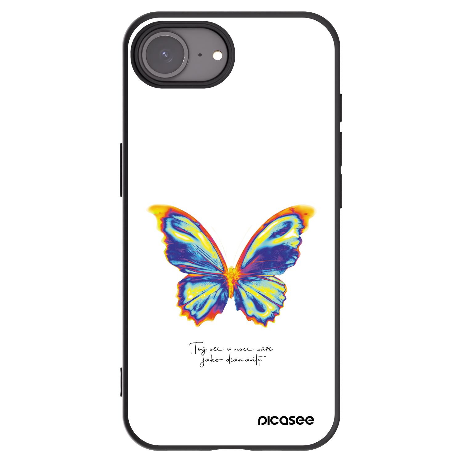 Picasee Μαύρη θήκη σιλικόνης για Apple iPhone 16e - Diamanty White