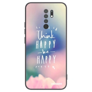 Picasee Μαύρη θήκη σιλικόνης για Xiaomi Redmi 9 - Think happy be happy