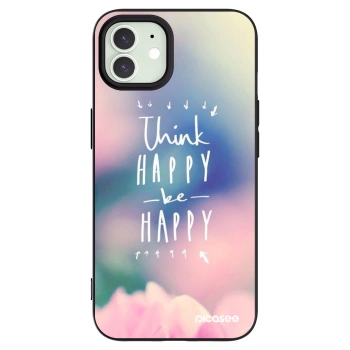 Picasee Μαύρη θήκη σιλικόνης για Apple iPhone 12 - Think happy be happy