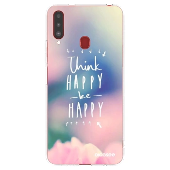 Picasee διαφανής θήκη σιλικόνης Samsung Galaxy A20s - Think happy be happy