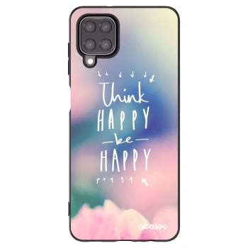 Picasee Μαύρη θήκη σιλικόνης για Samsung Galaxy A12 A125F - Think happy be happy