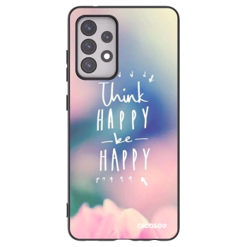 Picasee Μαύρη θήκη σιλικόνης για Samsung Galaxy A52 5G A525F - Think happy be happy