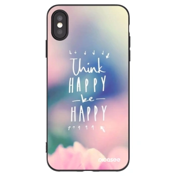 Picasee Μαύρη θήκη σιλικόνης για Apple iPhone XS Max - Think happy be happy
