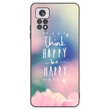 Picasee Μαύρη θήκη σιλικόνης για Xiaomi Redmi Note 11 - Think happy be happy