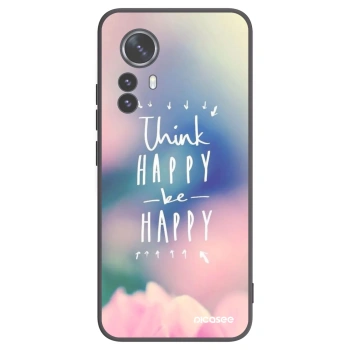 Picasee Μαύρη θήκη σιλικόνης για Xiaomi 12 Pro - Think happy be happy