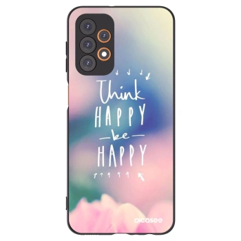 Picasee Μαύρη θήκη σιλικόνης για Samsung Galaxy A23 A235F 4G - Think happy be happy