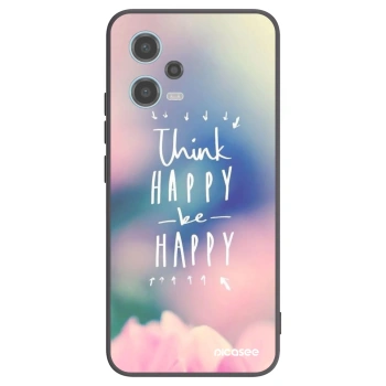 Picasee Μαύρη θήκη σιλικόνης για Xiaomi Redmi Note 12 5G - Think happy be happy