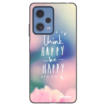 Picasee Μαύρη θήκη σιλικόνης για Xiaomi Redmi Note 12 Pro 5G - Think happy be happy