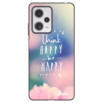 Picasee Μαύρη θήκη σιλικόνης για Xiaomi Redmi Note 12 Pro+ 5G - Think happy be happy