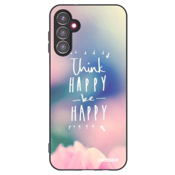 Picasee Μαύρη θήκη σιλικόνης για Samsung Galaxy A14 4G A145R - Think happy be happy