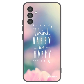 Picasee Μαύρη θήκη σιλικόνης για Samsung Galaxy A04s A047F - Think happy be happy