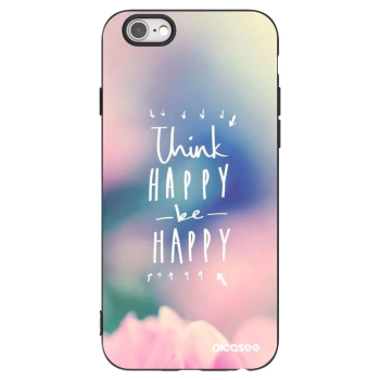 Picasee Μαύρη θήκη σιλικόνης για Apple iPhone 6/6S - Think happy be happy